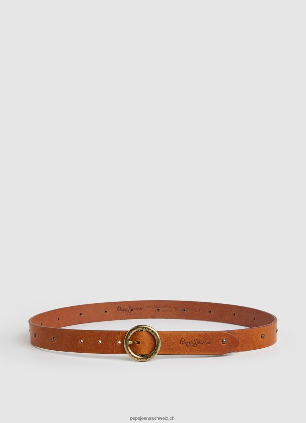 Veloursgürtel mit kreisförmigem Logo Frauen Pepe Jeans Zedernholz 84XH6T763