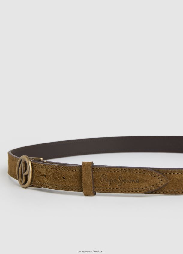 Veloursgürtel mit kreisförmigem Logo Frauen Pepe Jeans verstauen 84XH6T764