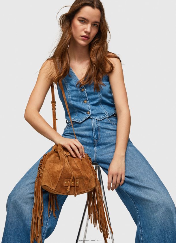Beuteltasche aus Wildleder Frauen Pepe Jeans Kamel 84XH6T724