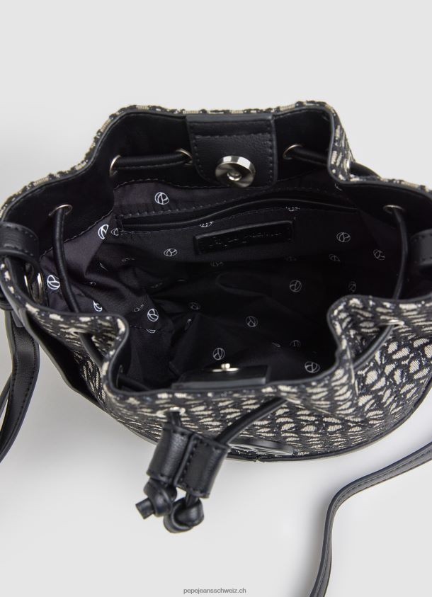Beuteltasche aus gewebtem Jacquard Frauen Pepe Jeans Schwarz 84XH6T730
