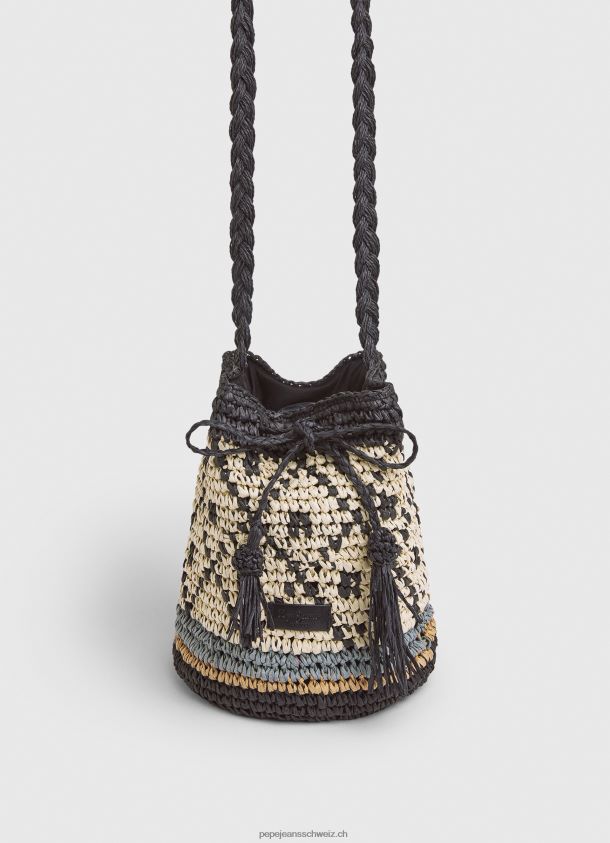 Eimertasche aus Stroh Frauen Pepe Jeans Schwarz 84XH6T719