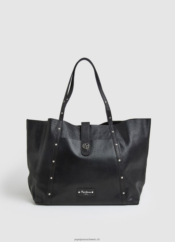 Einkaufstasche aus Leder Frauen Pepe Jeans Schwarz 84XH6T747