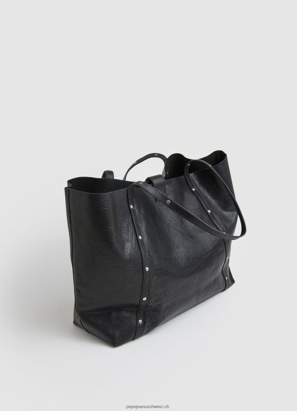 Einkaufstasche aus Leder Frauen Pepe Jeans Schwarz 84XH6T747