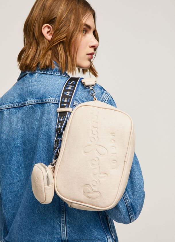 Maxi-Umhängetasche mit geprägtem Logo Frauen Pepe Jeans Buttermilch 84XH6T712