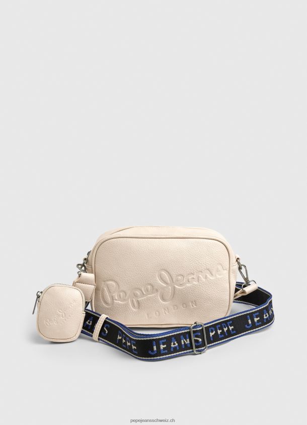 Maxi-Umhängetasche mit geprägtem Logo Frauen Pepe Jeans Buttermilch 84XH6T712