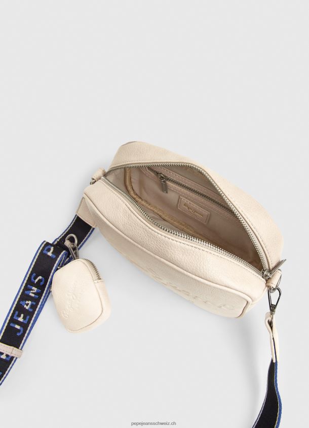 Maxi-Umhängetasche mit geprägtem Logo Frauen Pepe Jeans Buttermilch 84XH6T712