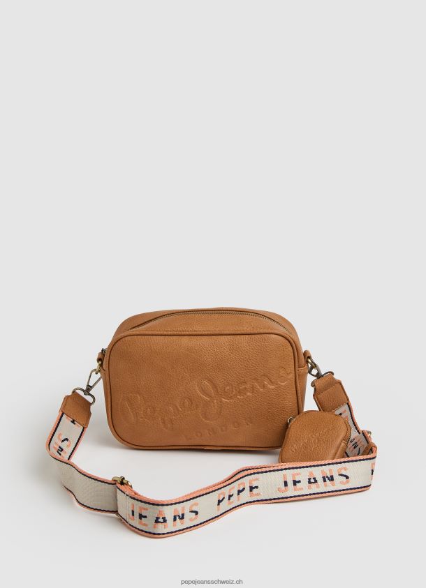 Maxi-Umhängetasche mit geprägtem Logo Frauen Pepe Jeans Kamel 84XH6T714