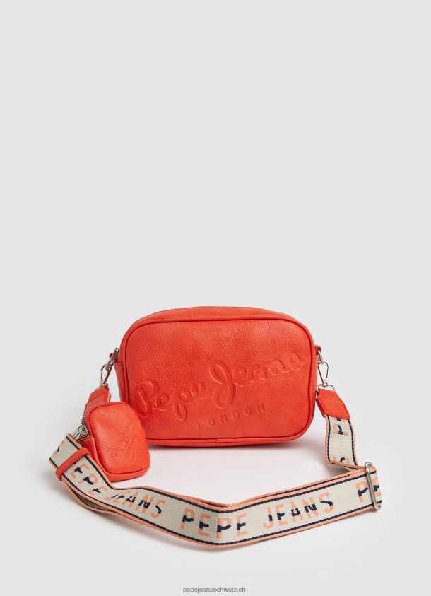 Maxi-Umhängetasche mit geprägtem Logo Frauen Pepe Jeans Pfirsich 84XH6T715