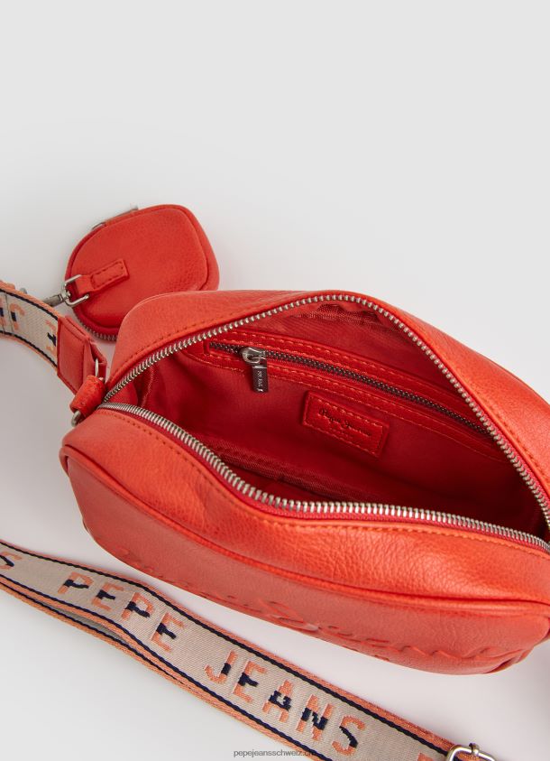 Maxi-Umhängetasche mit geprägtem Logo Frauen Pepe Jeans Pfirsich 84XH6T715