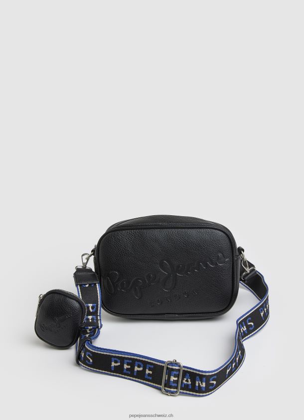 Maxi-Umhängetasche mit geprägtem Logo Frauen Pepe Jeans Schwarz 84XH6T713