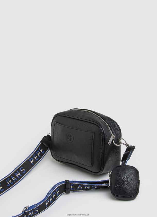 Maxi-Umhängetasche mit geprägtem Logo Frauen Pepe Jeans Schwarz 84XH6T713