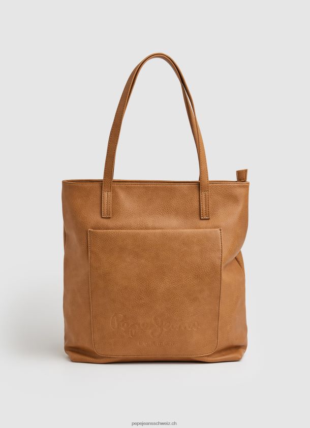 Tragetasche mit geprägtem Logo Frauen Pepe Jeans Kamel 84XH6T710