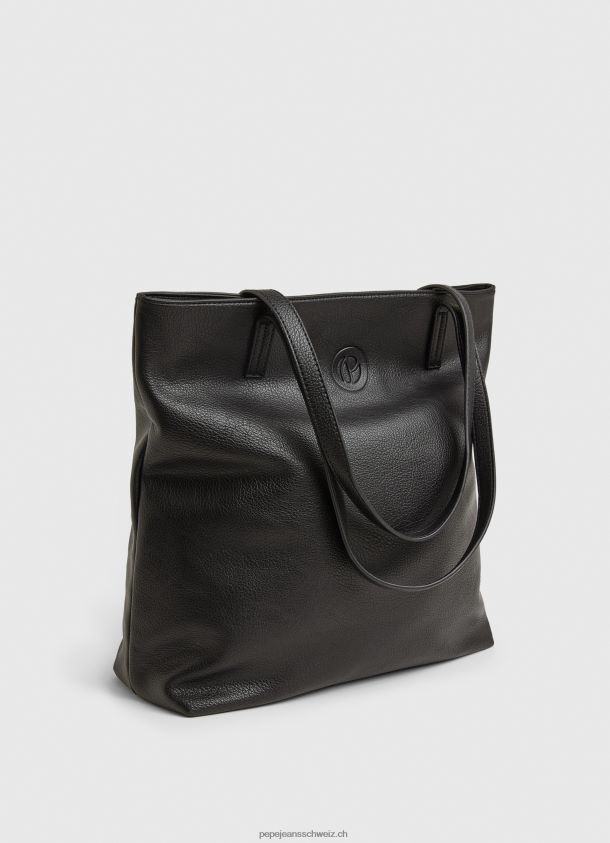 Tragetasche mit geprägtem Logo Frauen Pepe Jeans Schwarz 84XH6T711