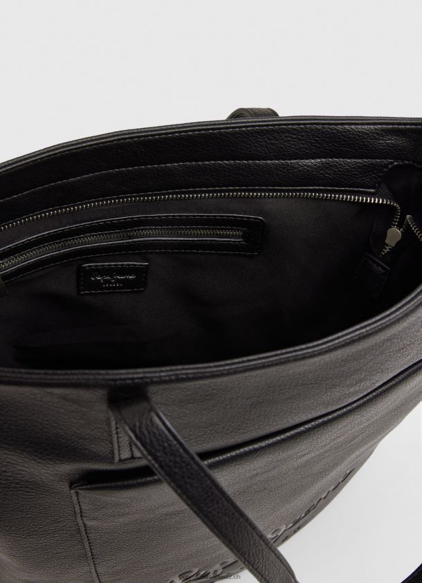 Tragetasche mit geprägtem Logo Frauen Pepe Jeans Schwarz 84XH6T711