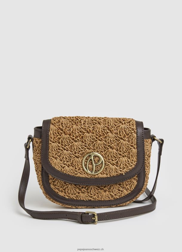 Umhängetasche aus geflochtenem Stroh Frauen Pepe Jeans Karamell 84XH6T742