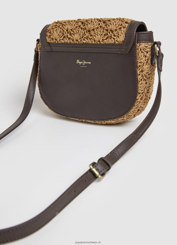Umhängetasche aus geflochtenem Stroh Frauen Pepe Jeans Karamell 84XH6T742