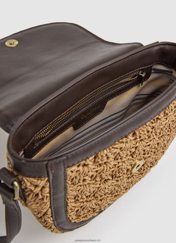 Umhängetasche aus geflochtenem Stroh Frauen Pepe Jeans Karamell 84XH6T742