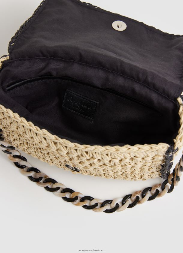 Umhängetasche aus geflochtenem Stroh Frauen Pepe Jeans Schwarz 84XH6T718