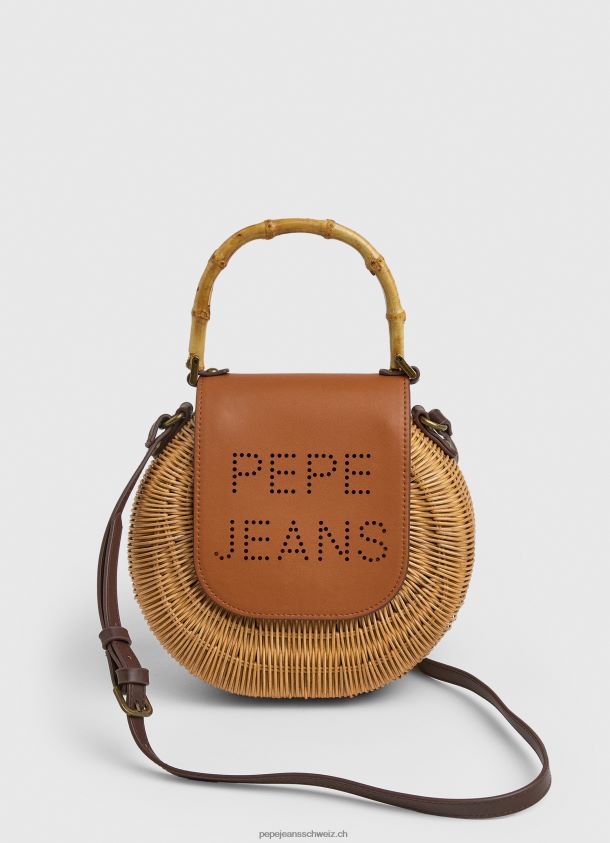 handgefertigte Weidenhandtasche Frauen Pepe Jeans Tabak 84XH6T716