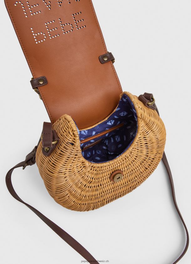 handgefertigte Weidenhandtasche Frauen Pepe Jeans Tabak 84XH6T716