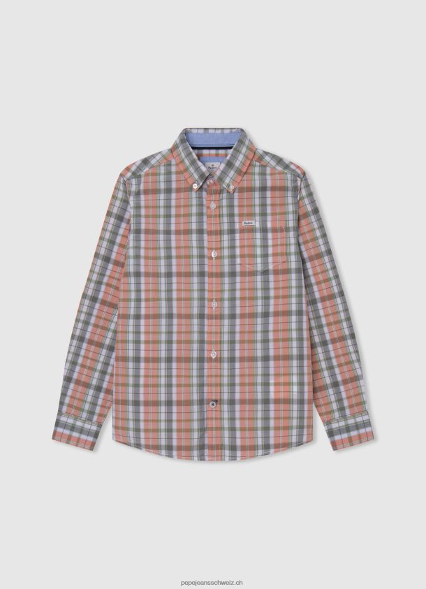Kariertes Popeline-Hemd in Ahorn Junge Pepe Jeans studiorot 84XH6T1659