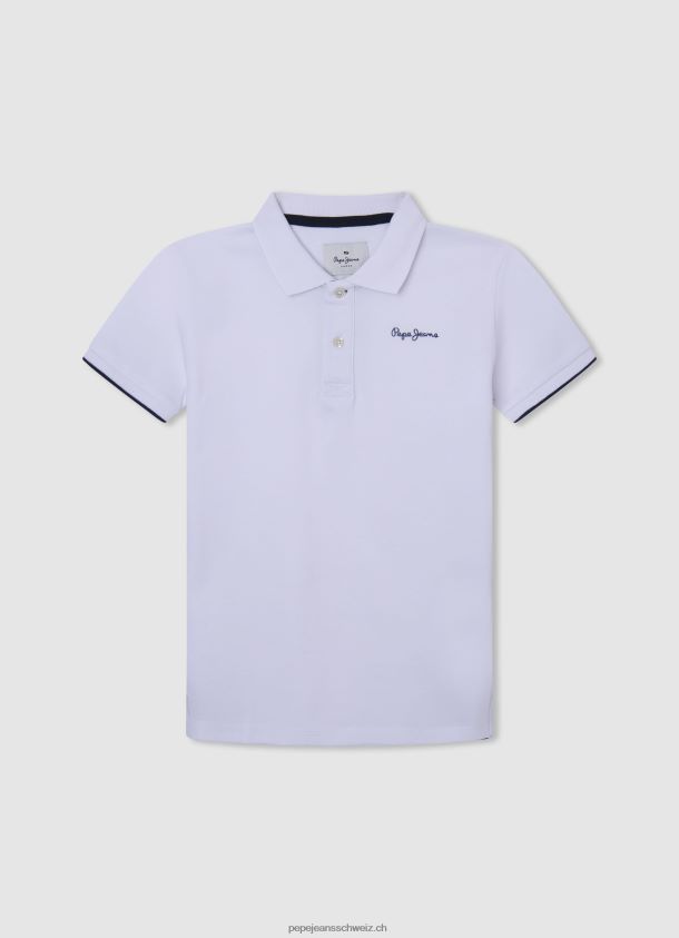 gesticktes Pikee-Poloshirt mit Logo Junge Pepe Jeans Weiss 84XH6T1661