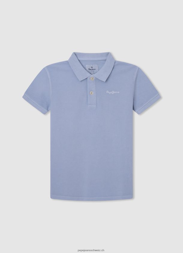 gesticktes Pikee-Poloshirt mit Logo Junge Pepe Jeans blau bleichen 84XH6T1658