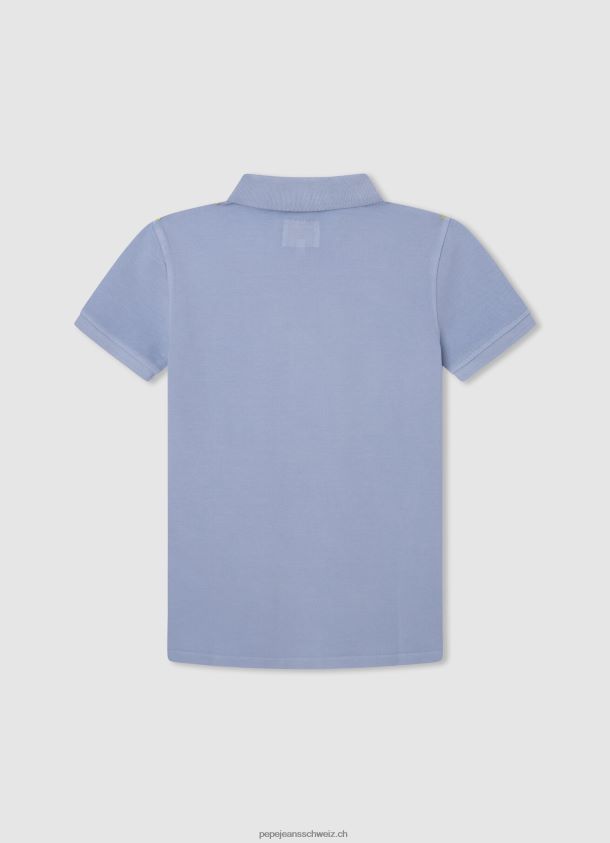 gesticktes Pikee-Poloshirt mit Logo Junge Pepe Jeans blau bleichen 84XH6T1658