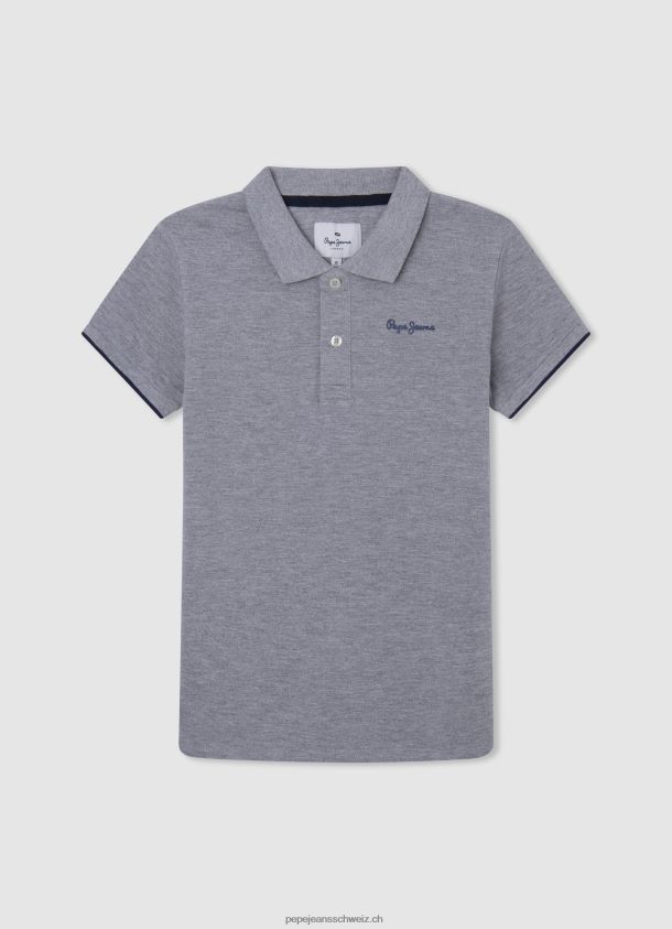 gesticktes Pikee-Poloshirt mit Logo Junge Pepe Jeans grau meliert 84XH6T1666