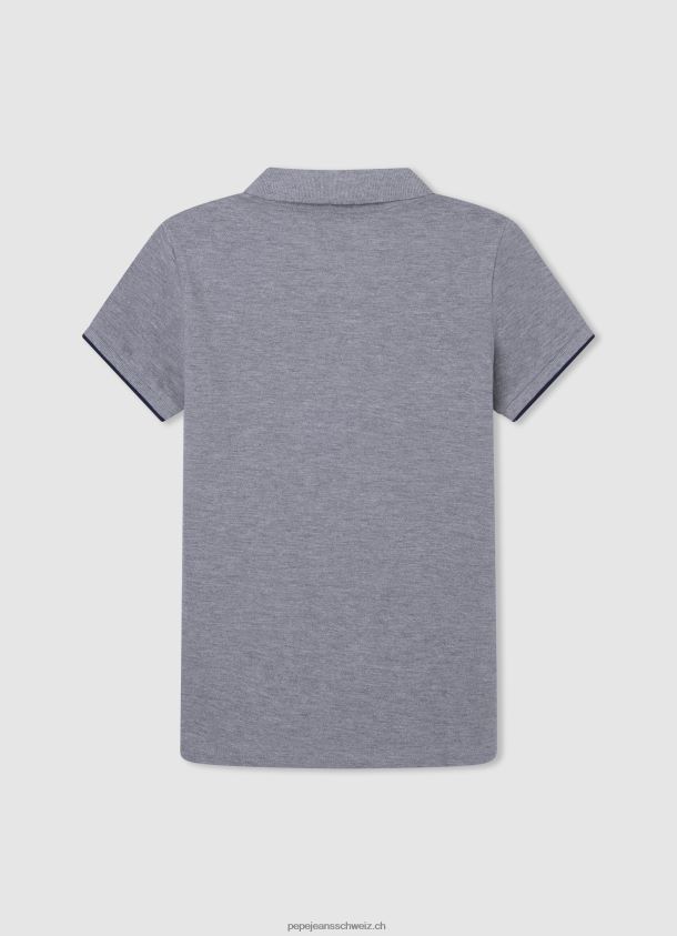 gesticktes Pikee-Poloshirt mit Logo Junge Pepe Jeans grau meliert 84XH6T1666