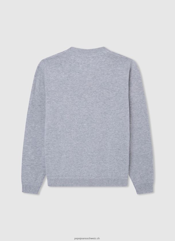 Baumwoll-Jersey mit besticktem Logo Junge Pepe Jeans grau meliert 84XH6T1588
