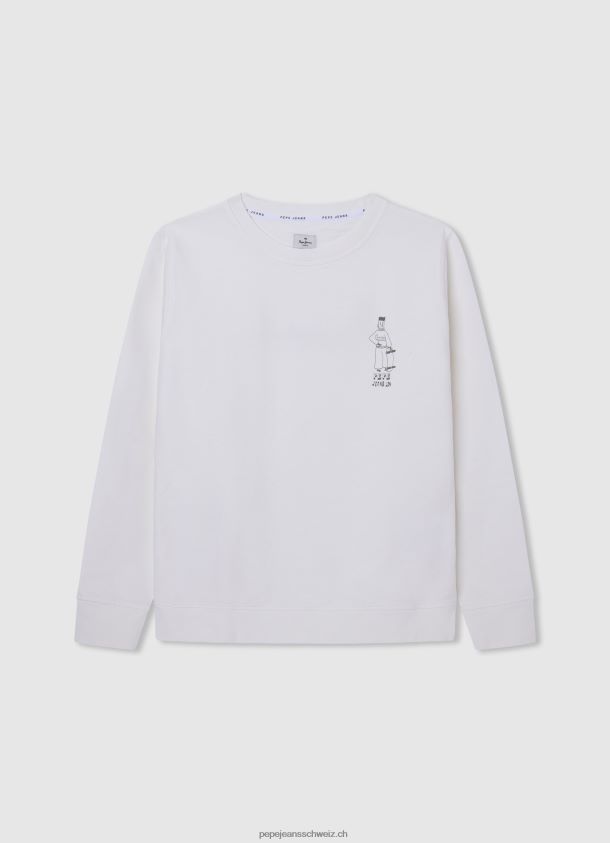 Baumwoll-Jersey mit besticktem Logo Junge Pepe Jeans grau meliert 84XH6T1588