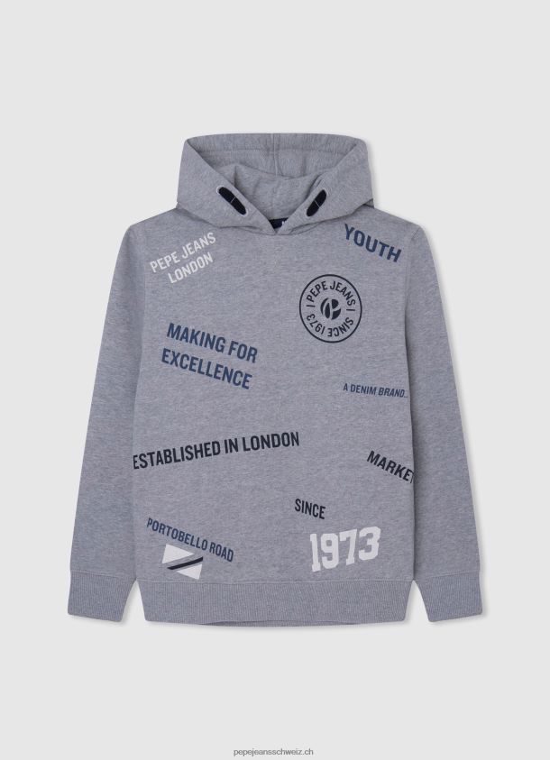 verstellbarer Hoodie aus Baumwolle Junge Pepe Jeans grau meliert 84XH6T1587