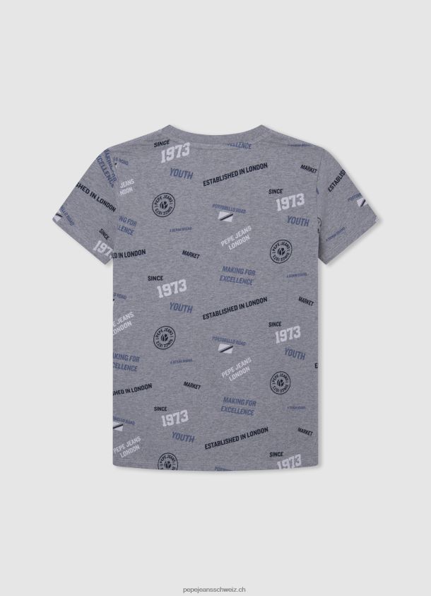 Baumwoll-T-Shirt mit Allover-Print Junge Pepe Jeans grau meliert 84XH6T1646