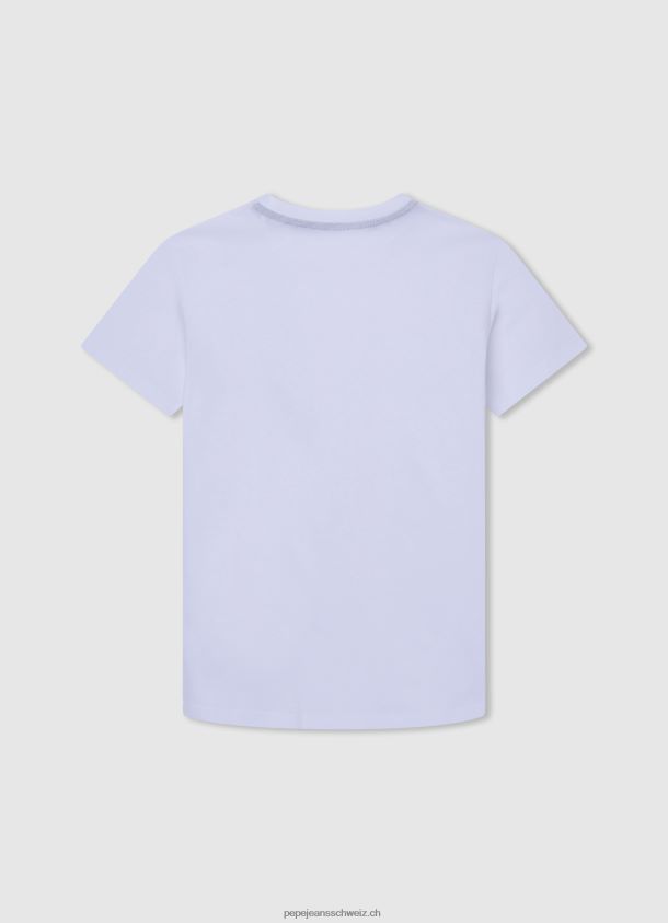Baumwoll-T-Shirt mit vertikalem Logo Junge Pepe Jeans Weiss 84XH6T1618