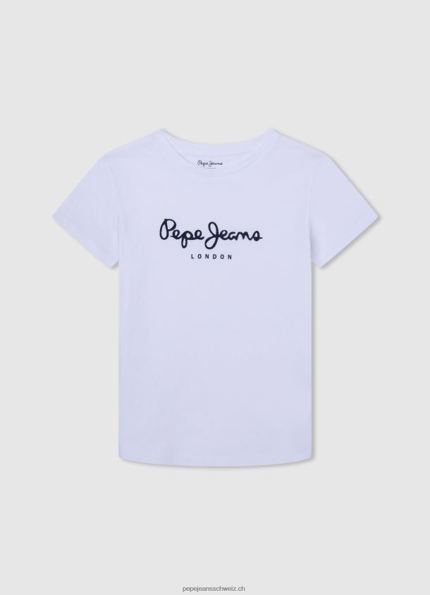 Baumwoll-T-Shirt mit vertikalem Logo Junge Pepe Jeans studiorot 84XH6T1608