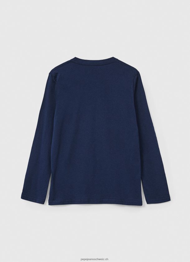 Langärmliges T-Shirt mit Logo auf der Vorderseite Junge Pepe Jeans Marine 84XH6T1630