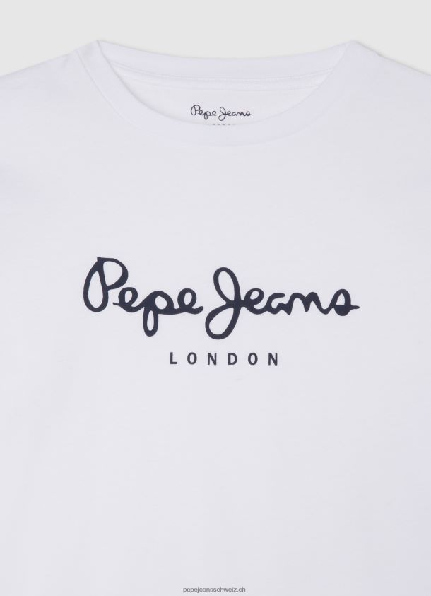 Langärmliges T-Shirt mit Logo auf der Vorderseite Junge Pepe Jeans Weiss 84XH6T1619