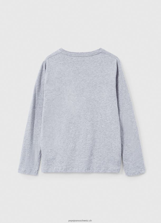 Langärmliges T-Shirt mit Logo auf der Vorderseite Junge Pepe Jeans grau meliert 84XH6T1631