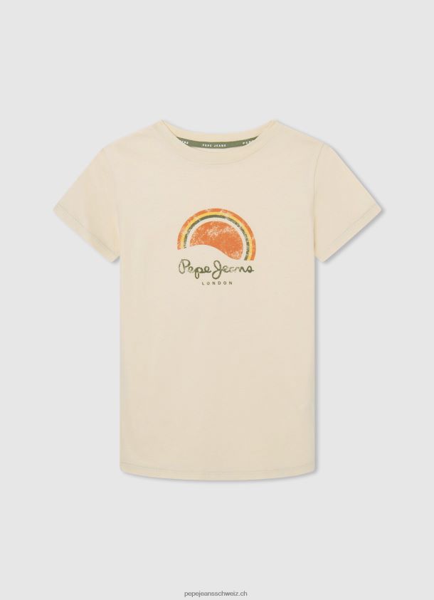 Logo-T-Shirt mit Used-Effekt Junge Pepe Jeans Elfenbein 84XH6T1615