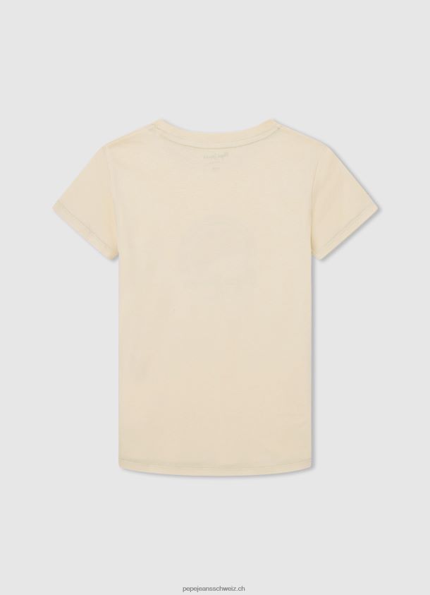 Logo-T-Shirt mit Used-Effekt Junge Pepe Jeans Elfenbein 84XH6T1615
