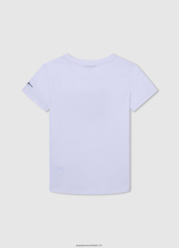 T-Shirt mit Flagge und Logo Junge Pepe Jeans Weiss 84XH6T1609