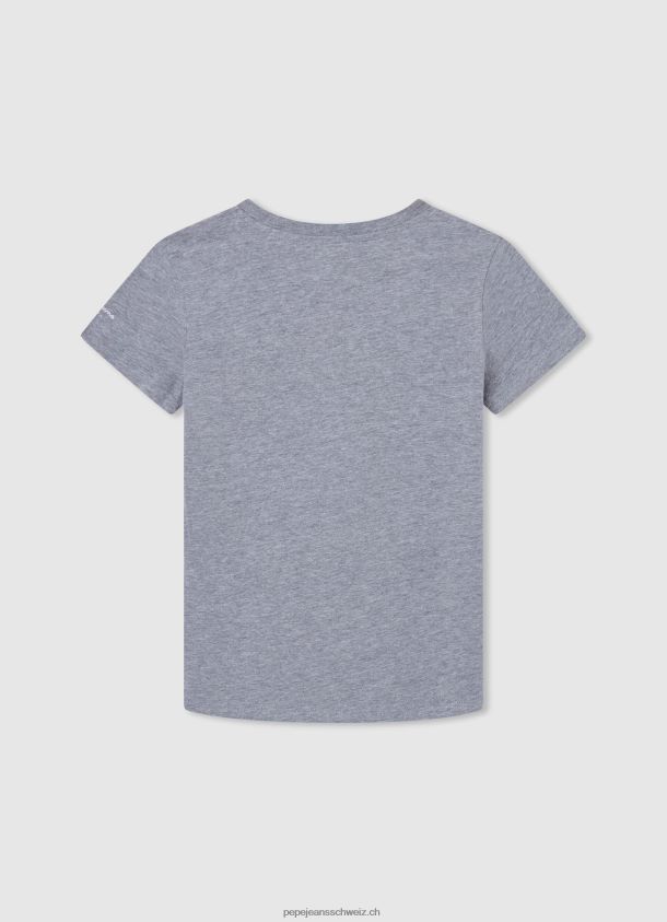T-Shirt mit Flagge und Logo Junge Pepe Jeans grau meliert 84XH6T1635