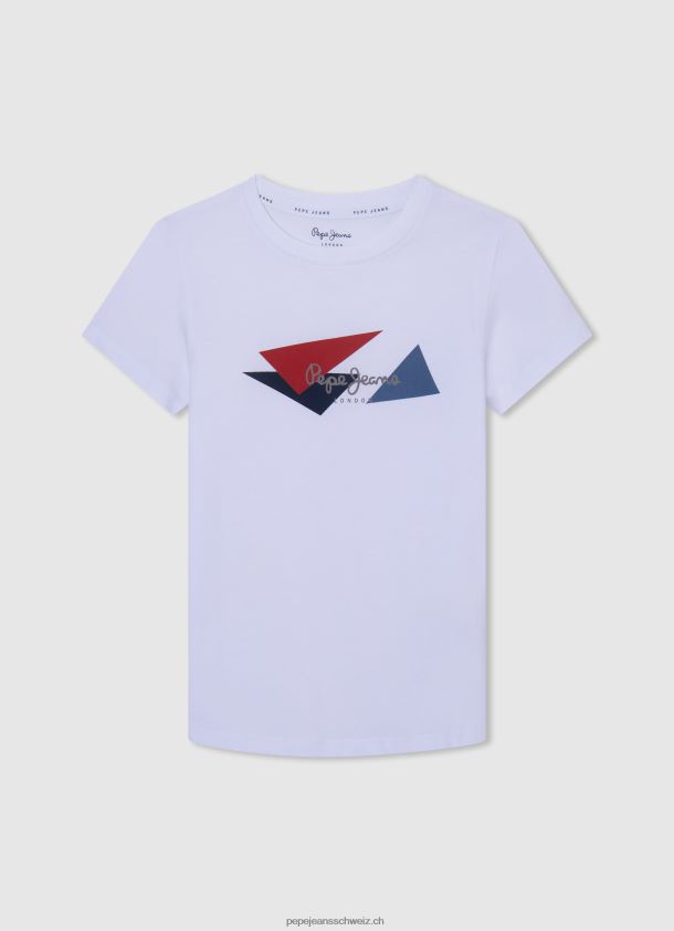 T-Shirt mit Flaggenlogo Junge Pepe Jeans Weiss 84XH6T1606
