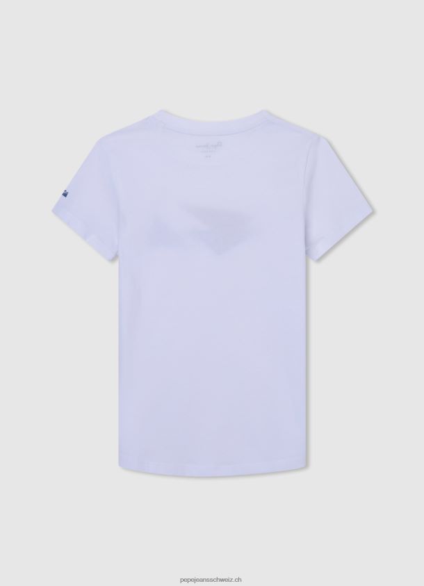 T-Shirt mit Flaggenlogo Junge Pepe Jeans Weiss 84XH6T1606
