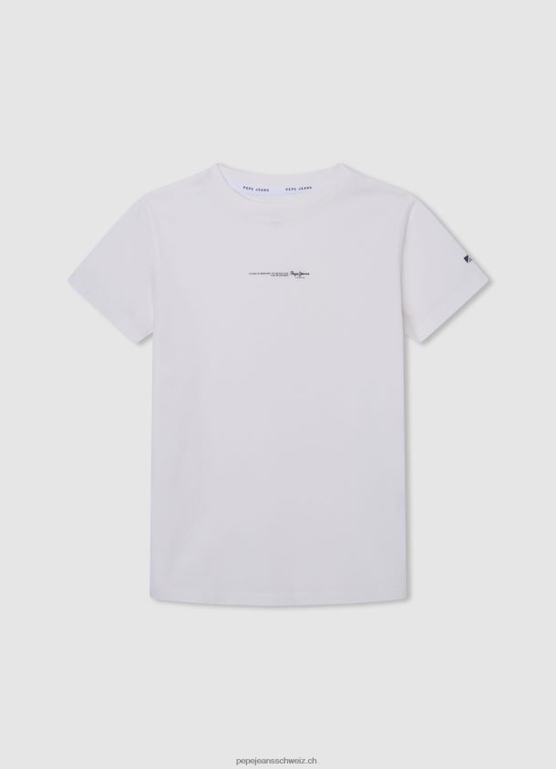 T-Shirt mit Logo-Print Junge Pepe Jeans nicht-gerade weiss 84XH6T1643