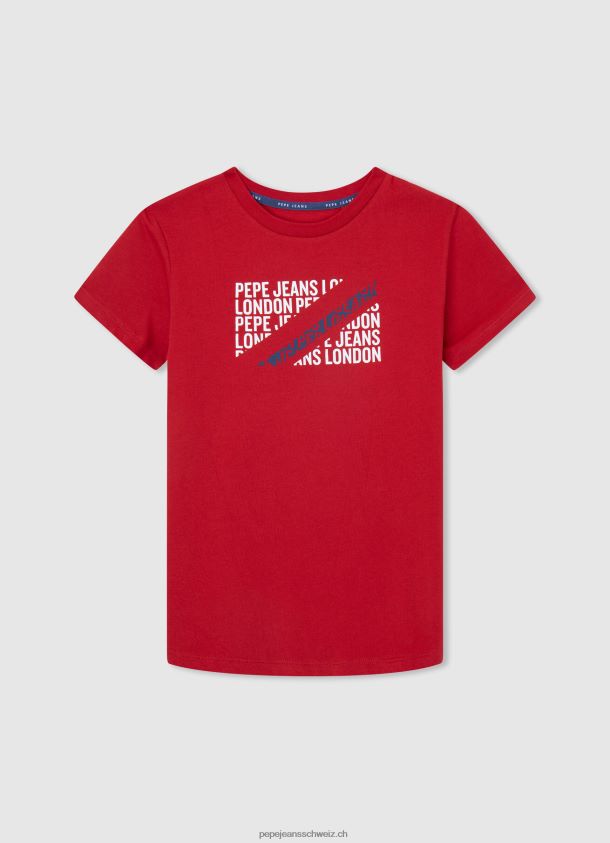 T-Shirt mit Logo-Print Junge Pepe Jeans studiorot 84XH6T1647