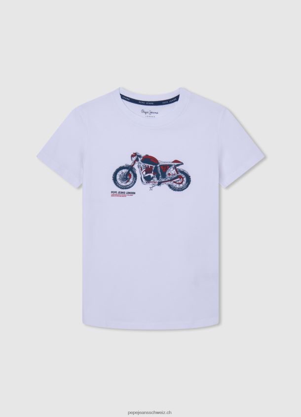 T-Shirt mit Motorrad-Print Junge Pepe Jeans Weiss 84XH6T1644