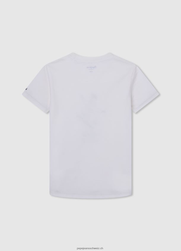 T-Shirt mit grafischem Aufdruck Junge Pepe Jeans nicht-gerade weiss 84XH6T1653