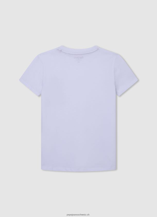 Telefonzellen-Baumwoll-T-Shirt Junge Pepe Jeans Weiss 84XH6T1654